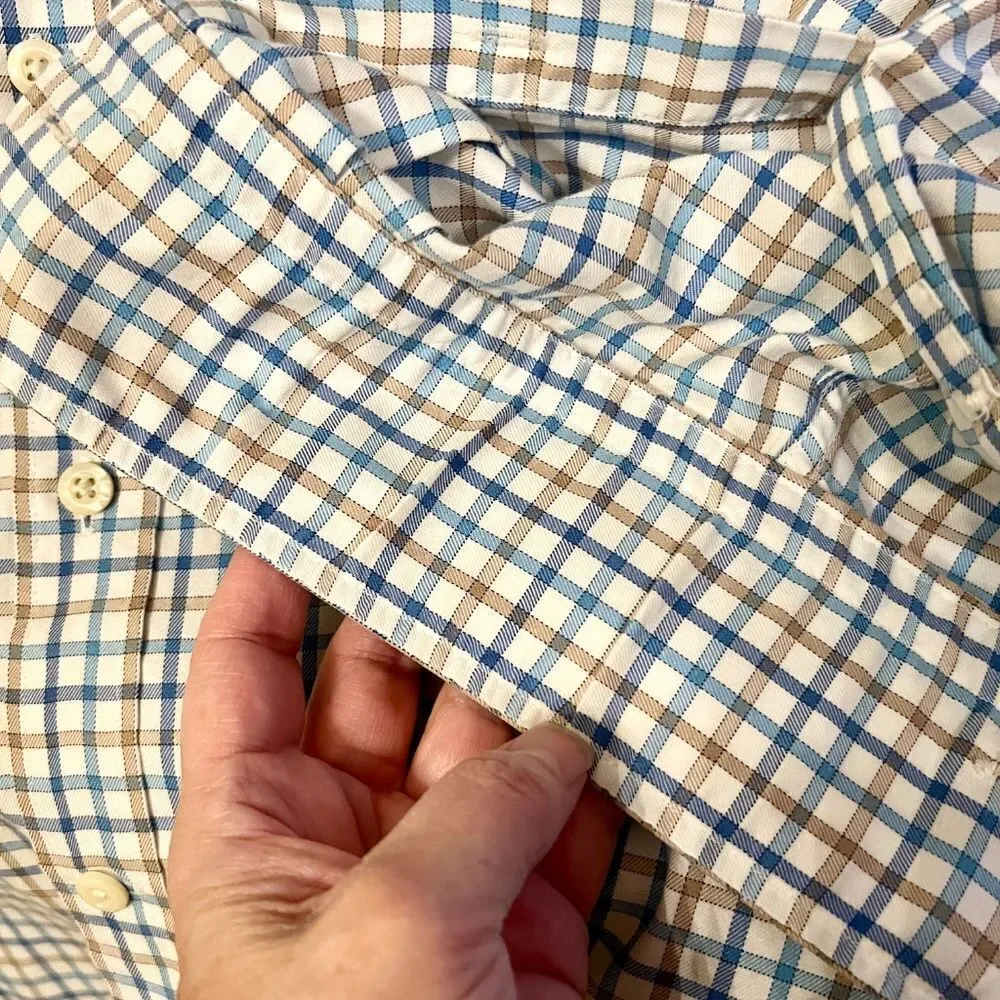 EUC Men's Peter Millar Nanoluxe Easycare Plaid Check Button Down Shirt Size XL‎ - Picture 4 of 4